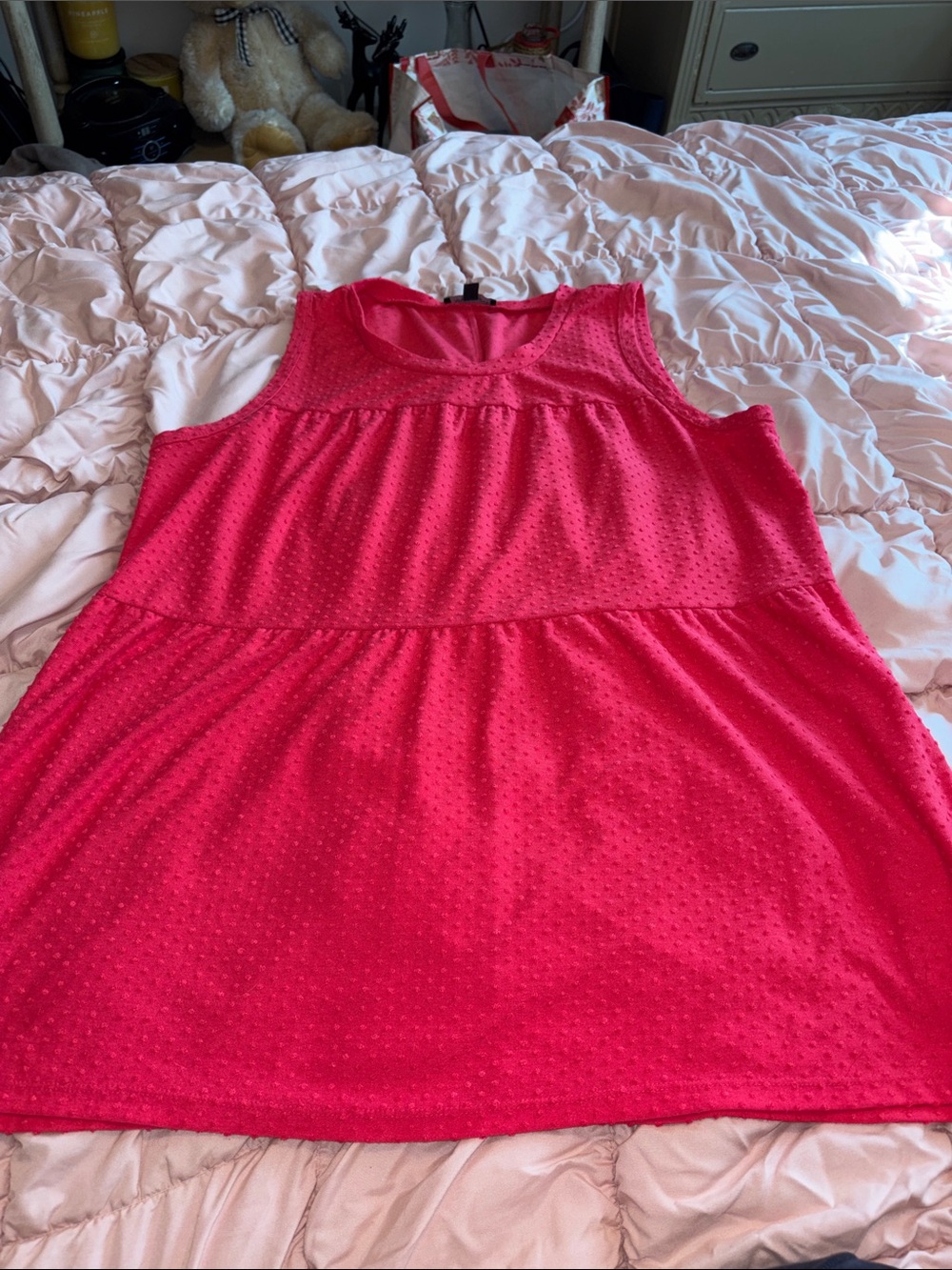 Lane Bryant Tank 18/20 Bright Pink Sleeveless Dot-Textured Top Plus Size Shirt